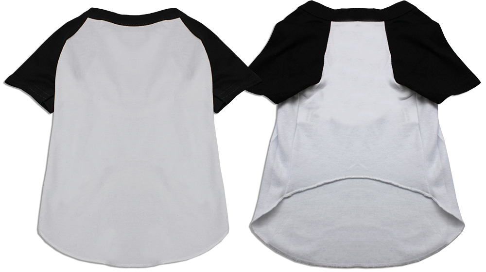 Raglan Baseball Pet Shirt White with Black Size XL